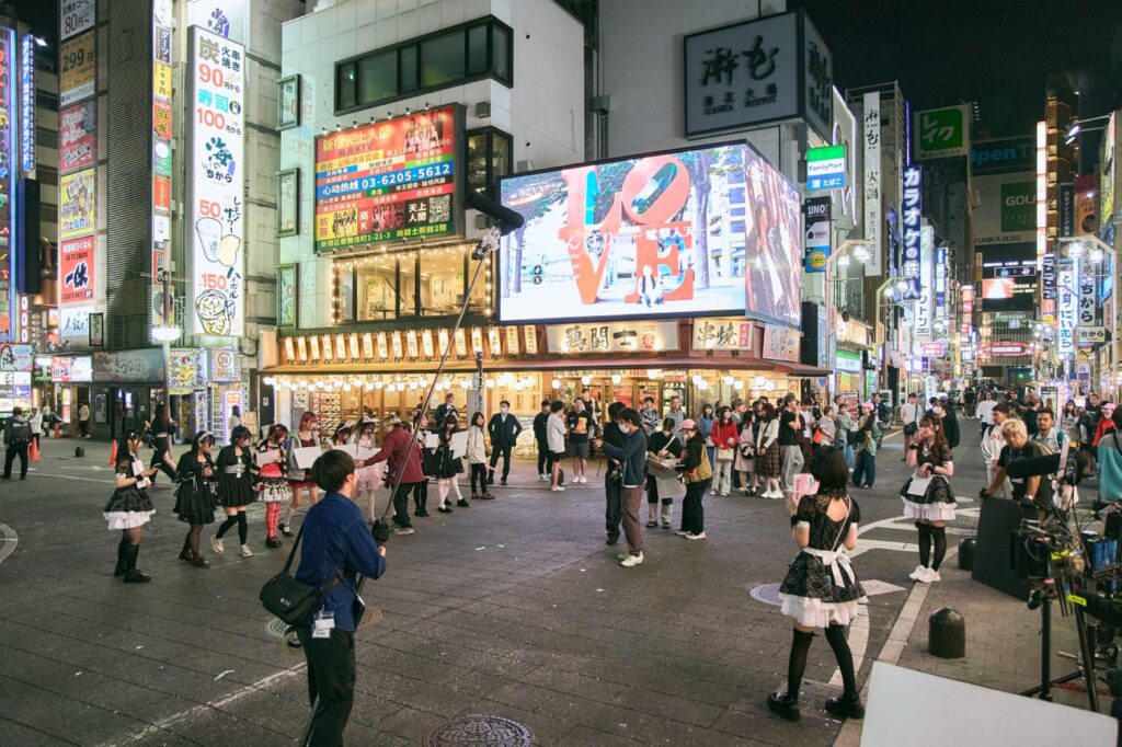 歌舞伎町での撮影風景
